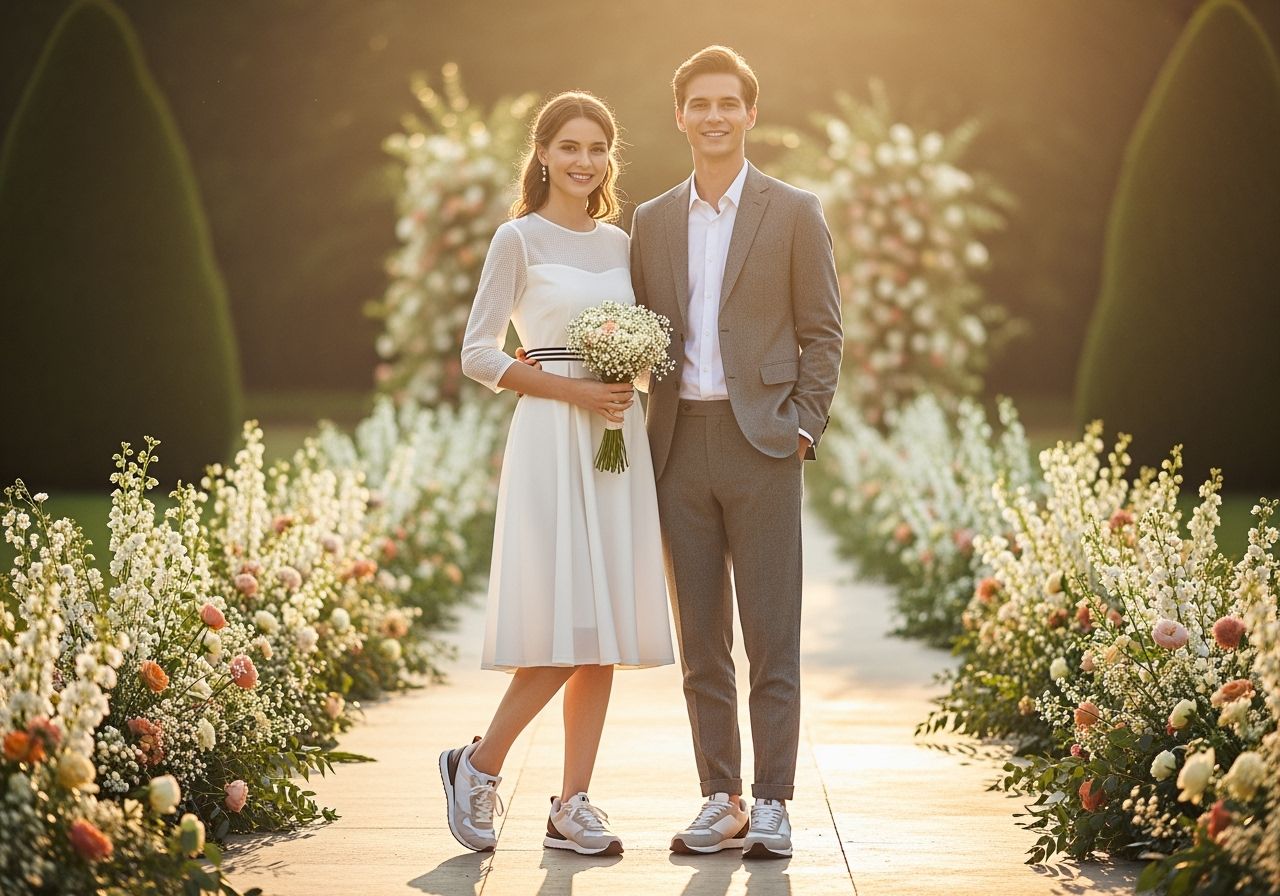 Svatební móda kombinuje sportovní prvky s elegantním stylem.