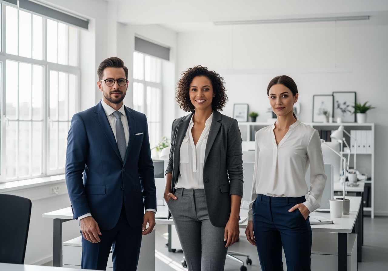 moderní kancelář s profesionály v pracovním oblečení při práci u počítačů