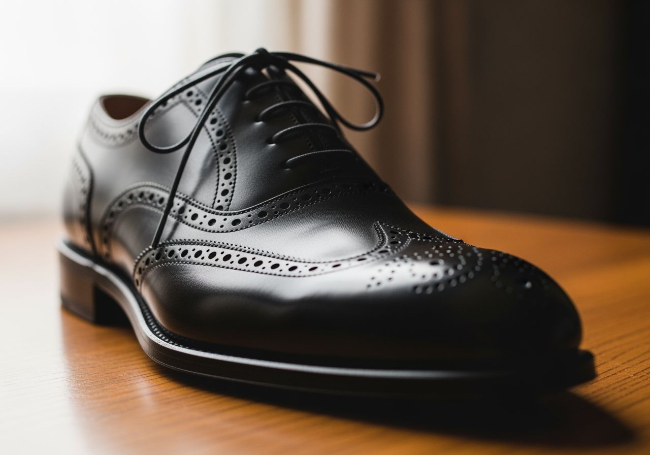 černé klasické oxfordské boty na bílém pozadí