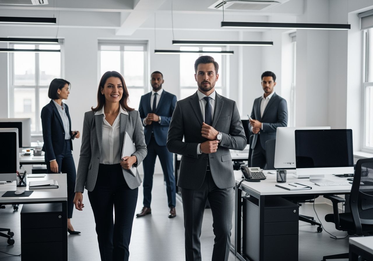 moderní kancelář s profesionály při práci u pracovních stolů s počítači